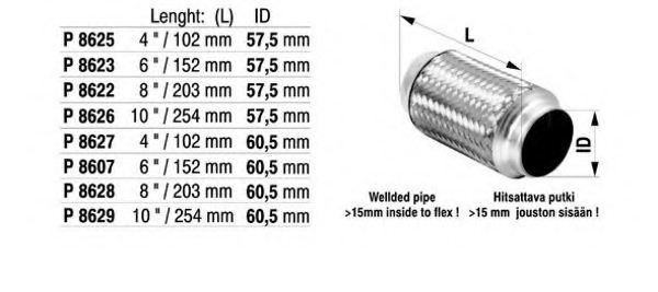 FENNO P8622 Flex Hose, exhaust system